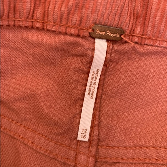 Free People NWT coral Corduroy Mini Skirt button up - Picture 6 of 7